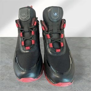 MICHAEL KORS MKGO Olympia Extreme Logo Trainer Black  Red Clear